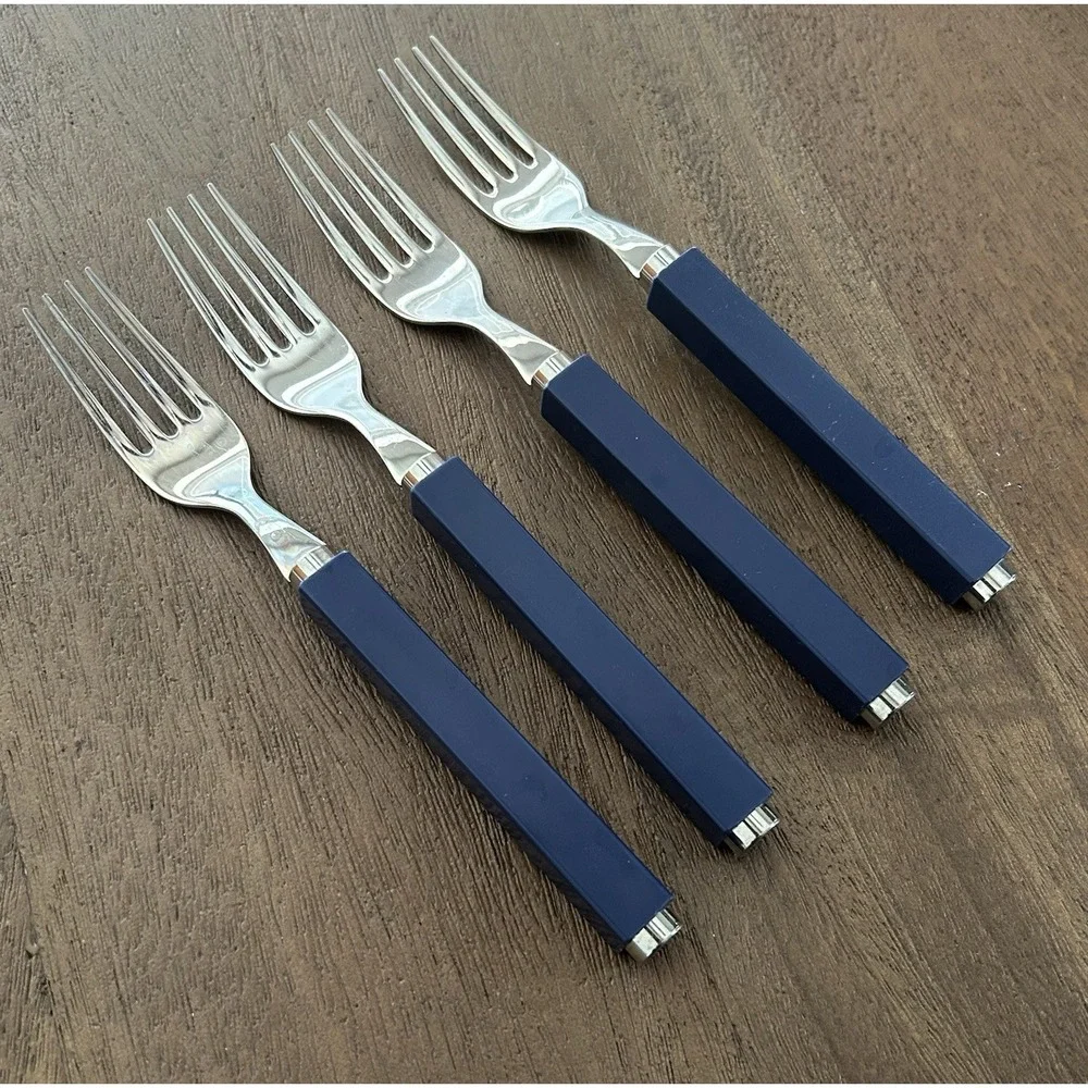 Villeroy & Boch Play Blue Ocean Salad Forks Set Of 4 18/10 Stainless Italy
